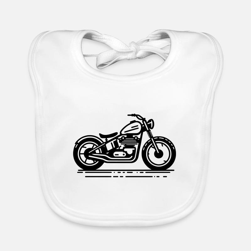Minimalist Vintage Bobber Motorcycle Black Organic Baby Bibs