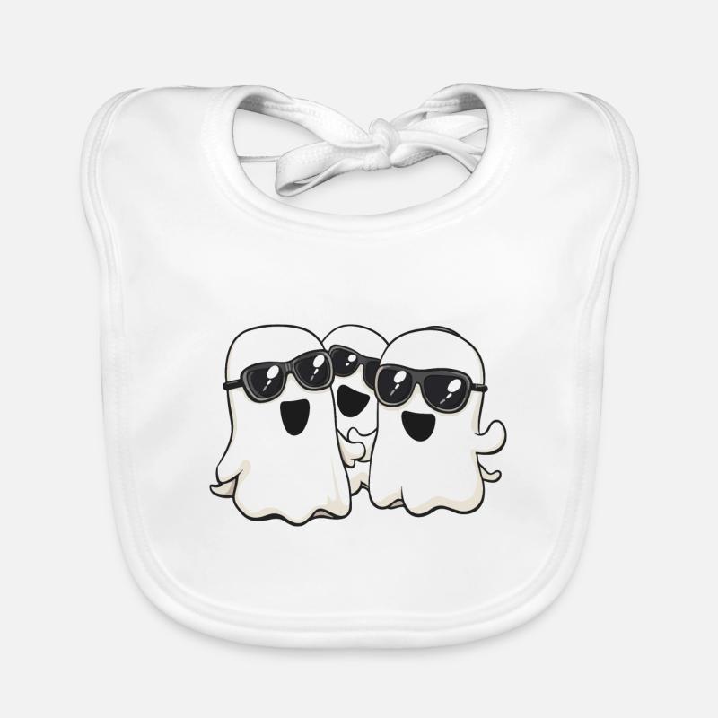 Ghost Halloween Sunglasses Organic Baby Bibs