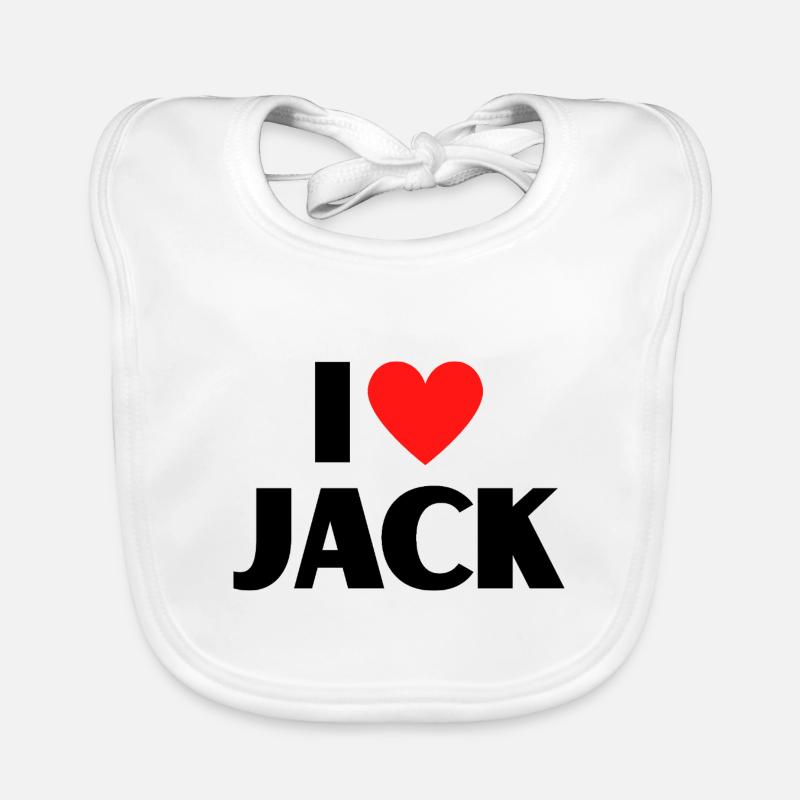 I love Jack Rotes Herz Liebe Fan Geschenk Baby Bio-Lätzchen