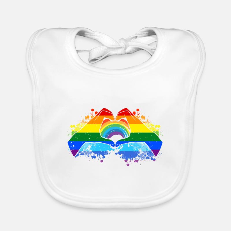 CSD LGBT Hands Shape Rainbow Heart Pride Bavoir bio Bébé