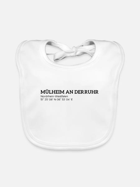 Mülheim an der Ruhr North Rhine-Westphalia Coordinates - Organic Baby Bibs - white - Front