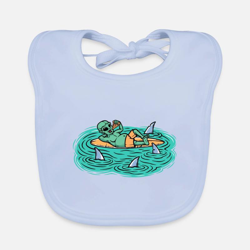Alien eating pizza Organic Baby Bibs