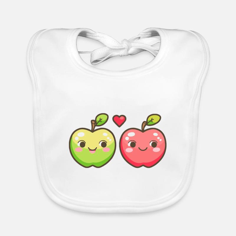 Apple Couple Love Heart Comic Organic Baby Bibs