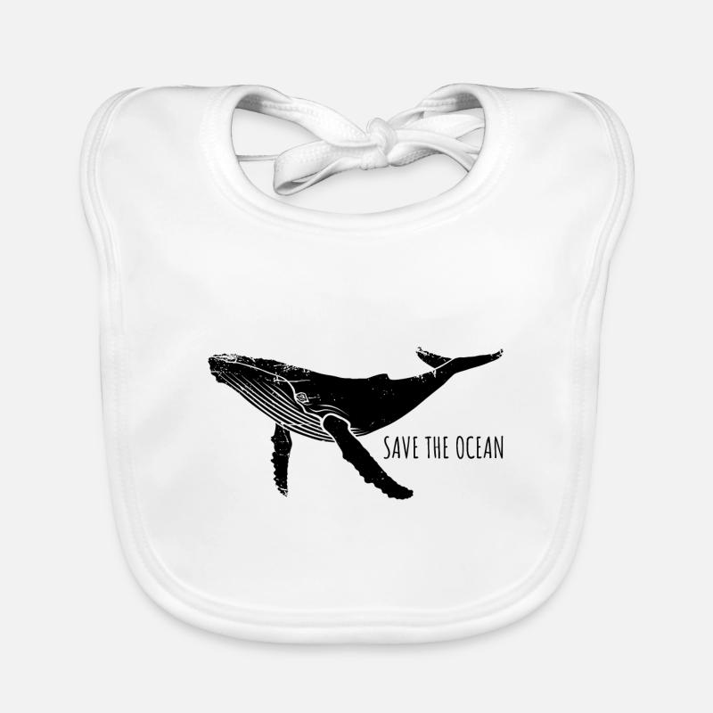 Save the ocean - Wal - Buckelwal - Geschenk Baby Bio-Lätzchen