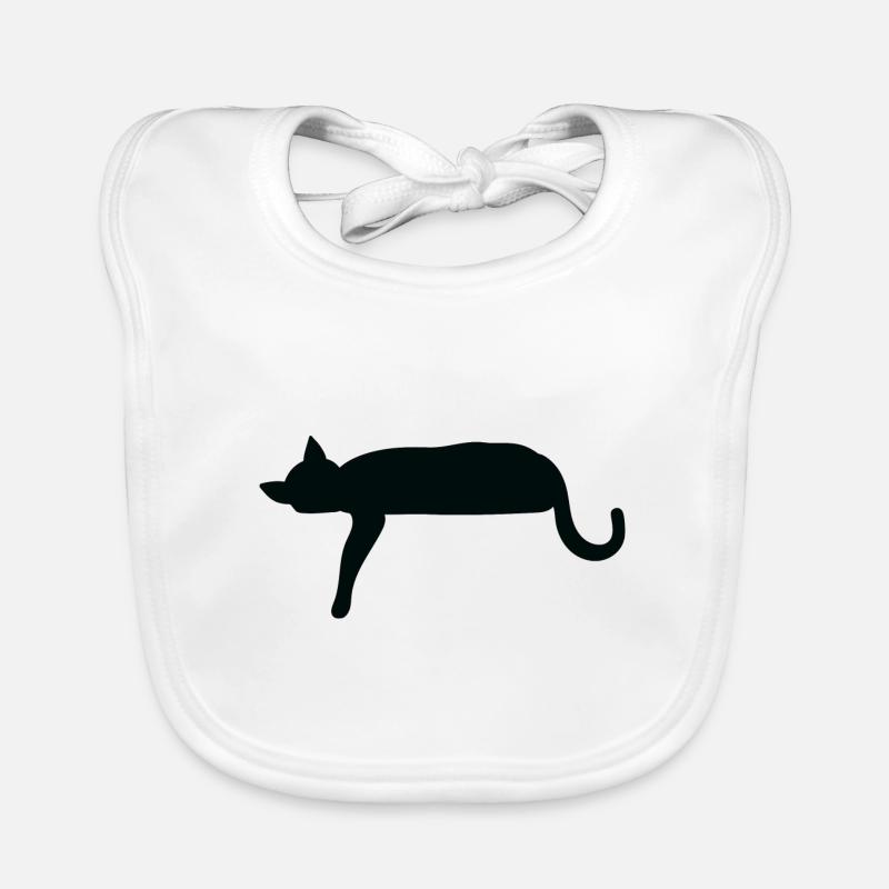 Silhouette de chat s’couchant - Bavoir bio Bébé - blanc