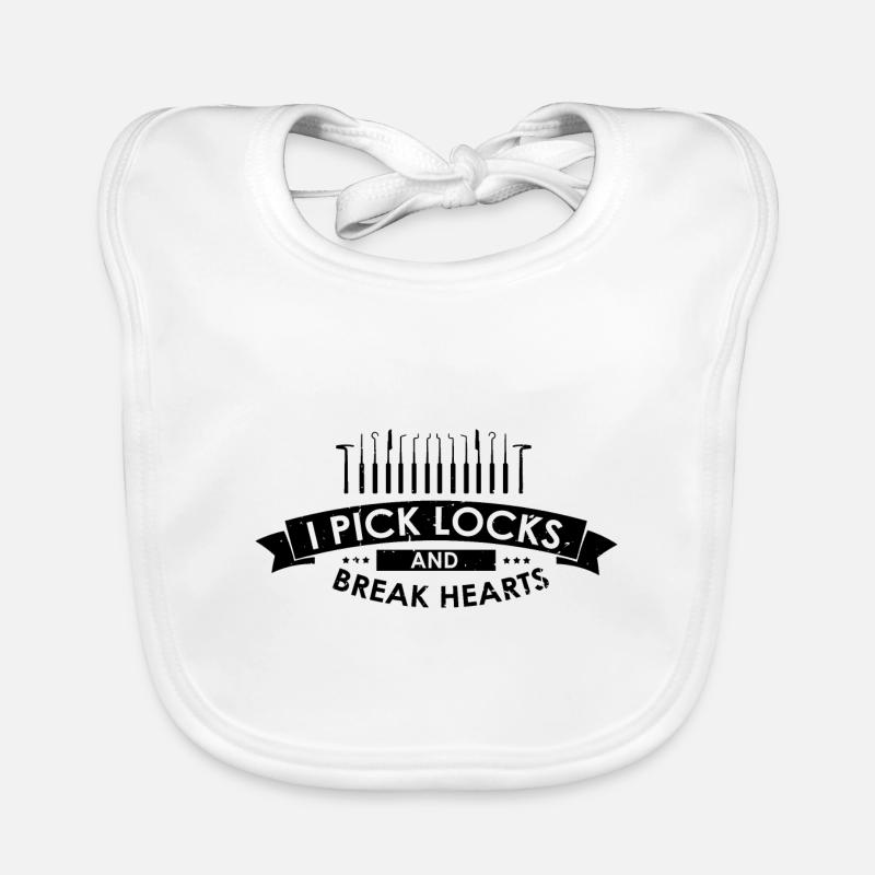 Key Emergency Service Heartbreaker Lockpicking Organic Baby Bibs