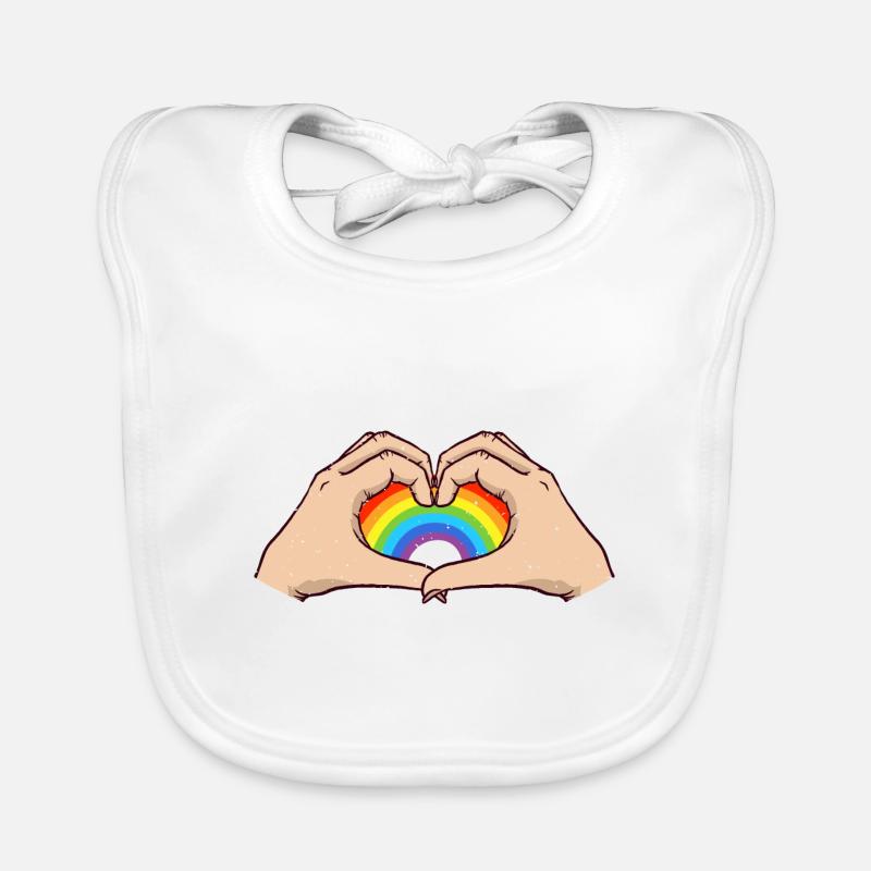CSD LGBT Hands Shape Rainbow Heart Pride Organic Baby Bibs