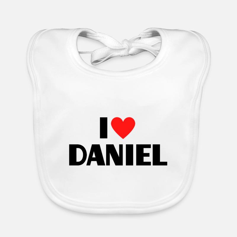 I love Daniel Rotes Herz Liebe Fan Geschenk Baby Bio-Lätzchen