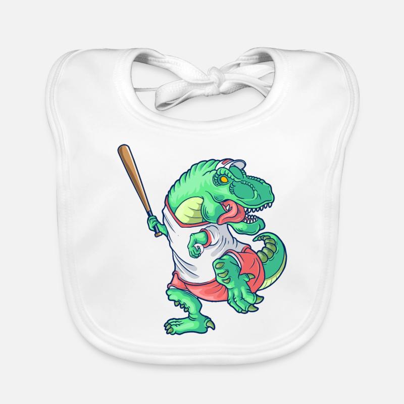 Dinosaurier T-Rex Baseball- oder Softballspieler Baby Bio-Lätzchen