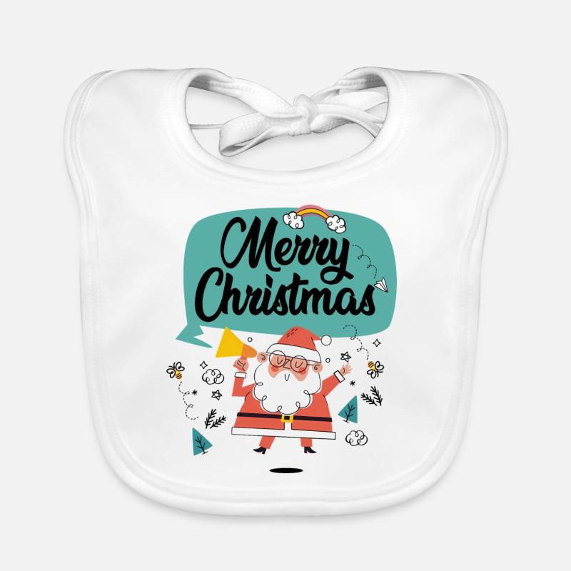 merry Christmas joyeux Noël Joyeux noel - Bavoir bio Bébé - blanc