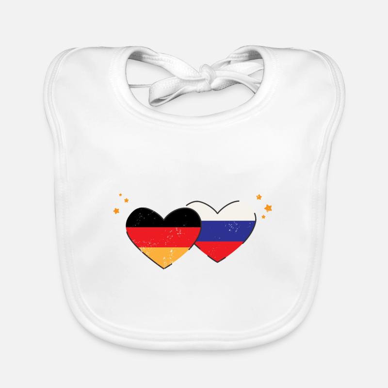 J’aime la Russie L’Allemagne drapeaux cœurs Bavoir bio Bébé