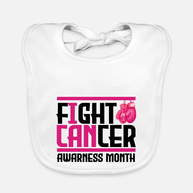 Krebs bekämpfen. Monat des Bewusstseins. Baby Bio-Lätzchen
