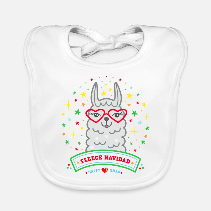 Lama Pull De Noël Cadeau De Noël Alpaca - Bavoir bio Bébé - blanc