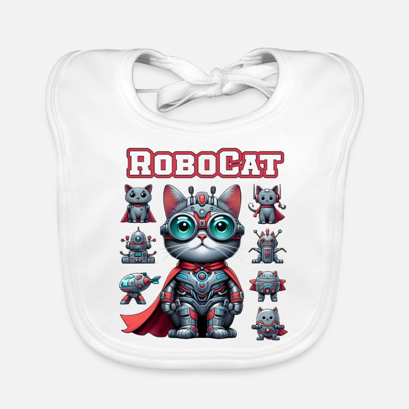 Robocat Roboter Katze Lustige Tiere Baby Bio-Lätzchen