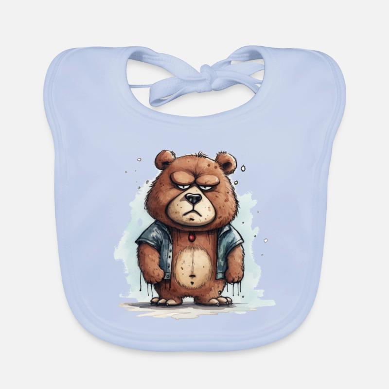 Grumpy Teddy Organic Baby Bibs