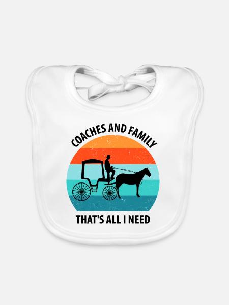 Calèche de cocher Calèche tirée par des chevaux Calèche - Bavoir bio Bébé - blanc - Devant