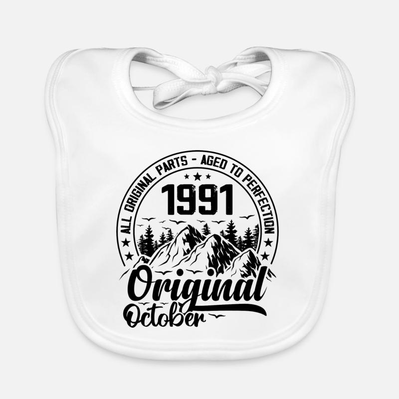 1991 October Original: 33 Years Anniversary Gift Organic Baby Bibs