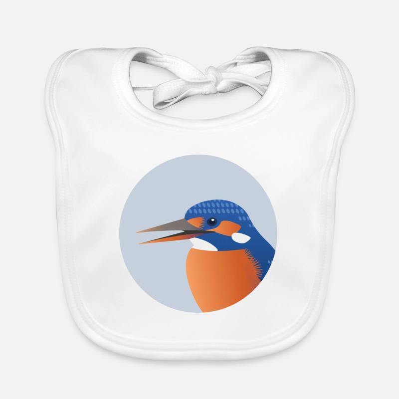 Martin-pêcheur oiseau Portrait impression/Illustration Bavoir bio Bébé