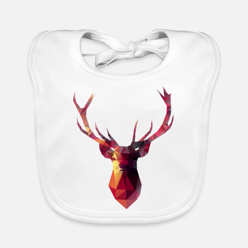 Red Stag - Organic Baby Bibs - white