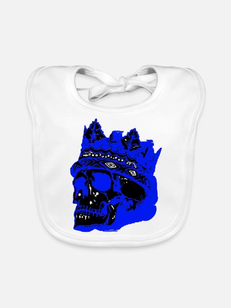 Totenkopf mit Krone - Baby Bio-Lätzchen - Weiß