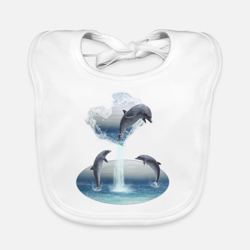 Le Coeur De Les Dolphins - Bavoir bio Bébé - blanc