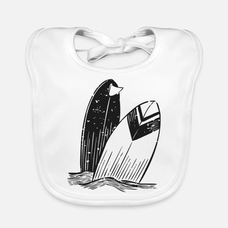 Deux planches de surf. Bavoir bio Bébé