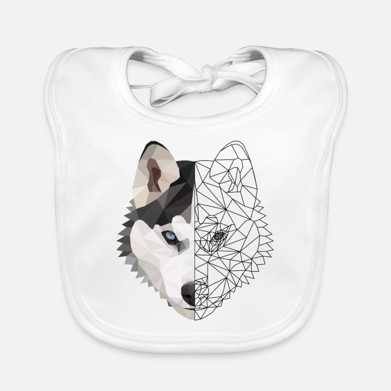 Husky Polygon Hund Eis Schnee Tierliebe Geschenk - Baby Bio-Lätzchen - Weiß