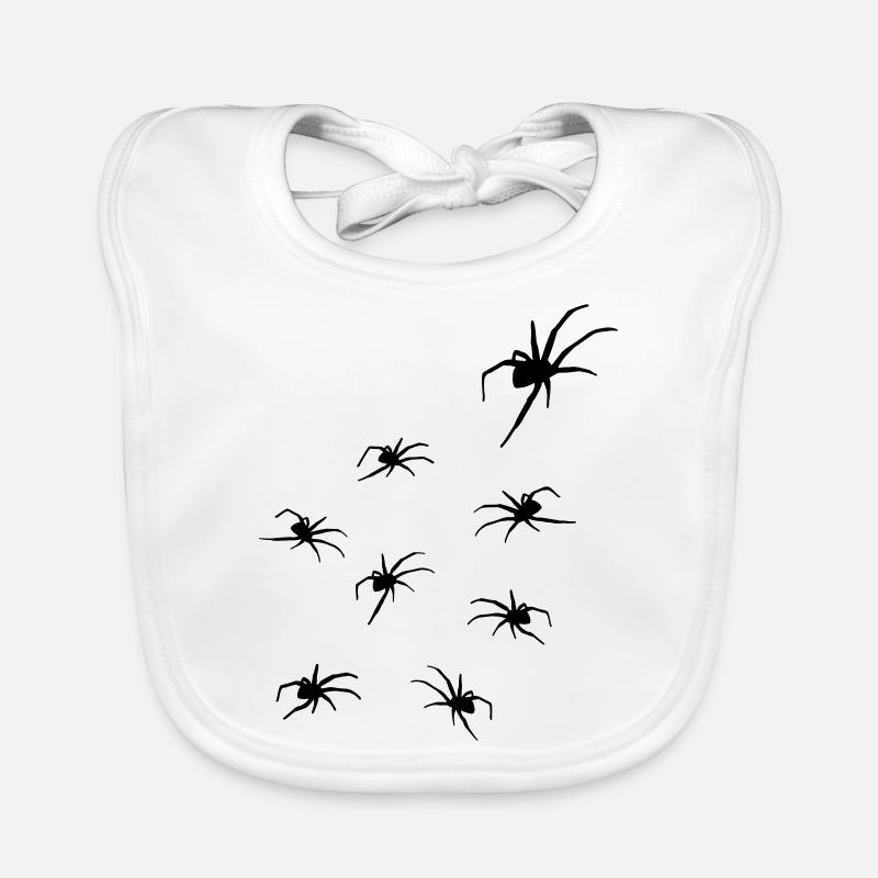 Spiders, Spider Horror - Organic Baby Bibs - white
