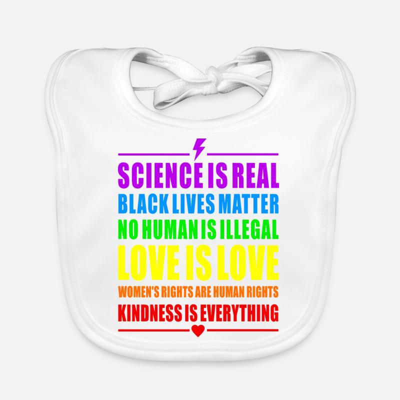 PRIDE RAINBOW LOVE SCIENCE BLACK WOMANS RIGHTS HUM Baby Bio-Lätzchen