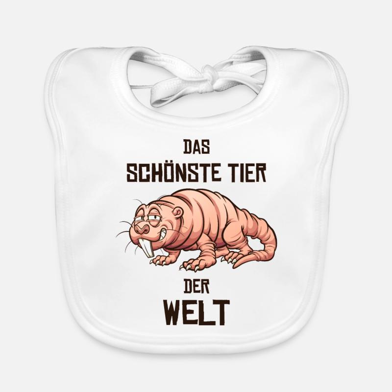 Nacktmull Naked Mole Geschenk - Baby Bio-Lätzchen - Weiß
