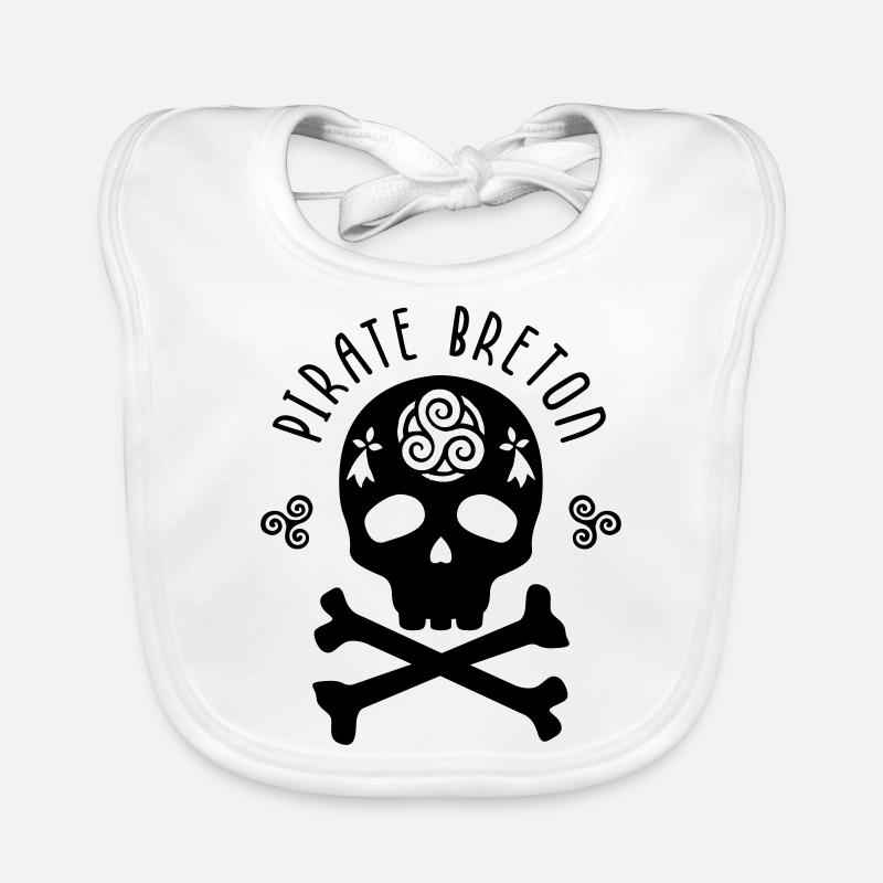 Pirate Breton - Bretagne - Bavoir bio Bébé - blanc
