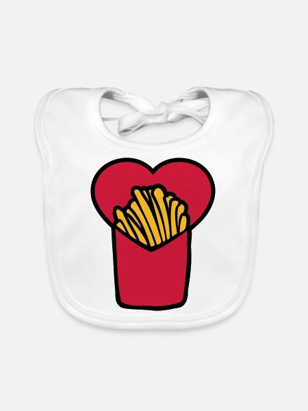 French Fries Love - Baby Bio-Lätzchen - Weiß - Vorne