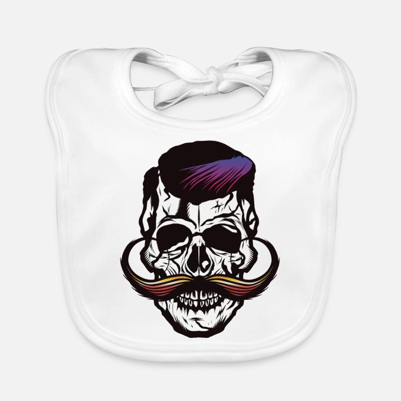skull skull mustache mustache mustache hipster Organic Baby Bibs