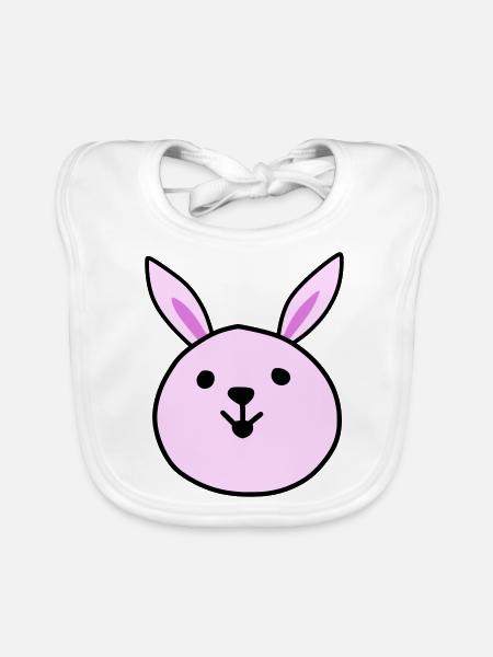 Cute pink rabbit - Baby Bio-Lätzchen - Weiß - Vorne