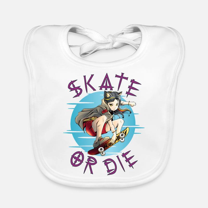 Skate oder stirb Skateboarder Anime Mädchen Baby Bio-Lätzchen