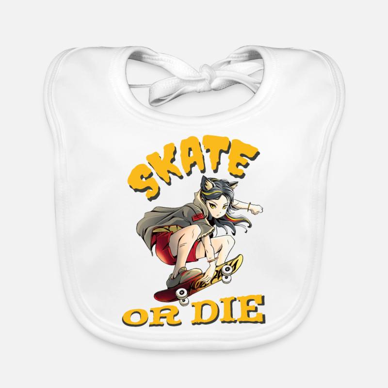 Skate oder stirb Skateboarder Anime Mädchen Baby Bio-Lätzchen