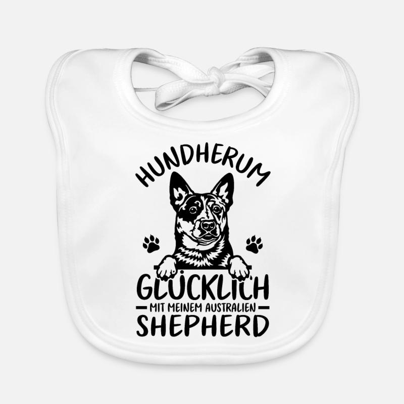 Schäferhund Glücklich mit Australian Shepherd Baby Bio-Lätzchen