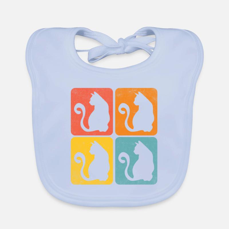 chat retro color shapes Bavoir bio Bébé