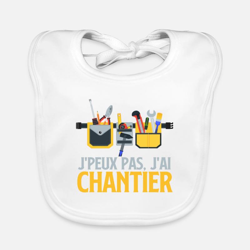 Chantier Worker Bricolage - Bavoir bio Bébé - blanc