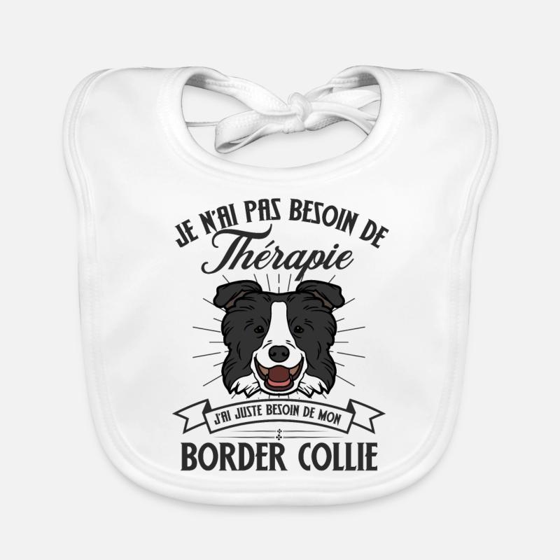 Pas de therapie mon border collie - Bavoir bio Bébé - blanc