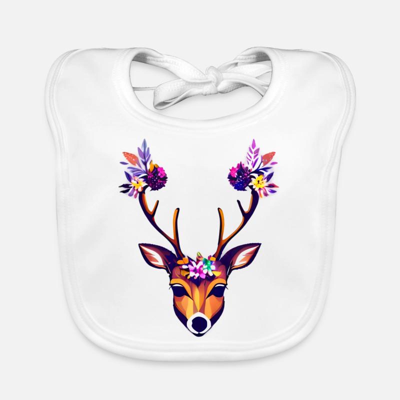 beautiful deer flowers nature forest Organic Baby Bibs