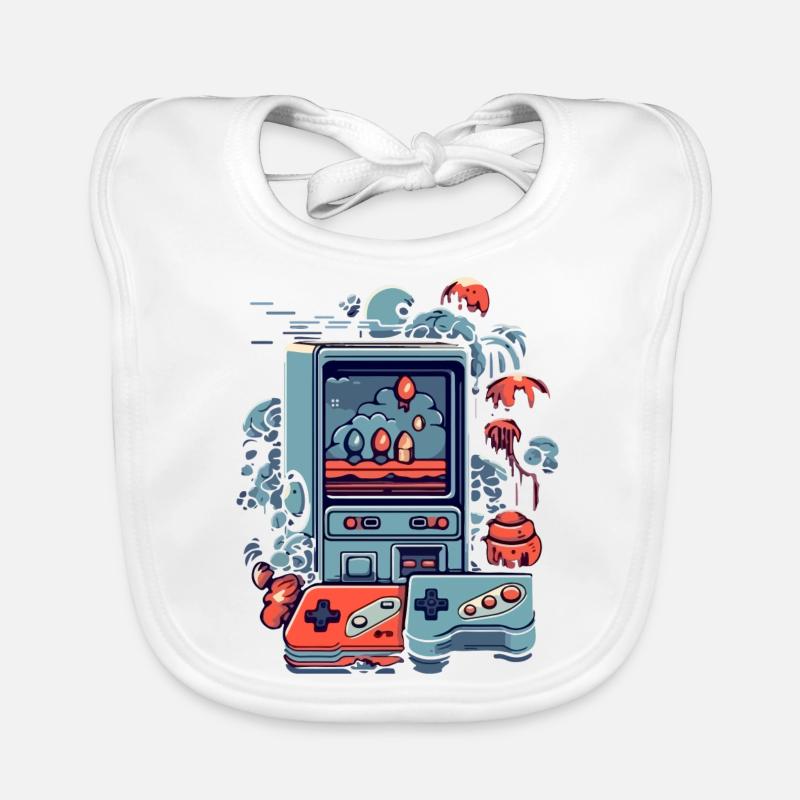 Jeu vidéo vintage - Bavoir bio Bébé - blanc