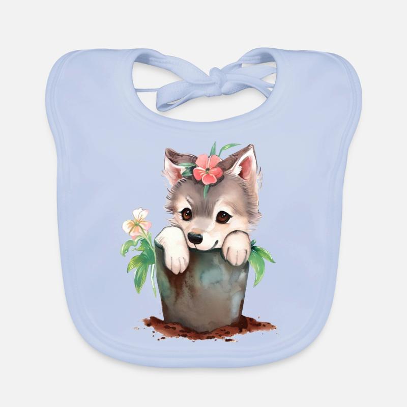 Chiot chiot dans un pot de fleurs Bavoir bio Bébé