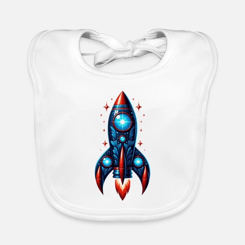 L’homme-fusée dans l’espace - Bavoir bio Bébé - blanc