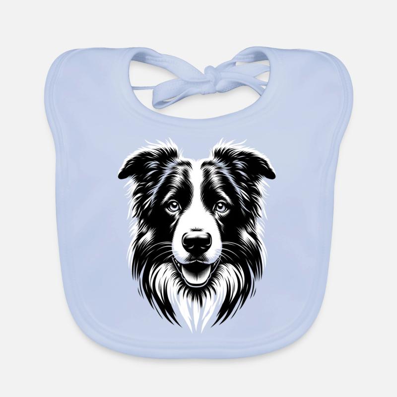 Border Collie | Grinning dog face Organic Baby Bibs