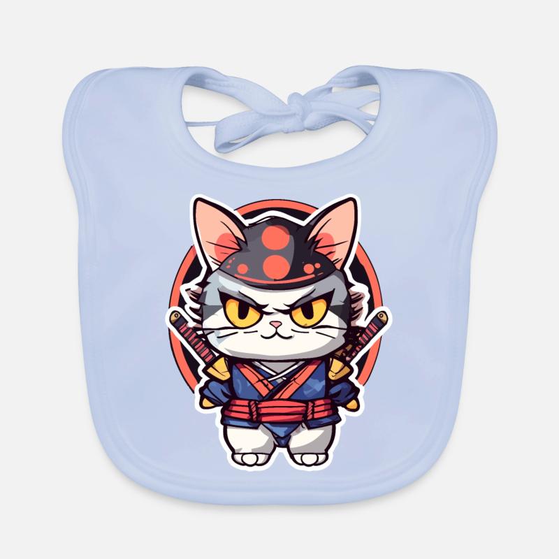Samurai-Katze #3 Baby Bio-Lätzchen