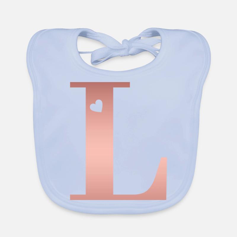 letter L rose gold Organic Baby Bibs