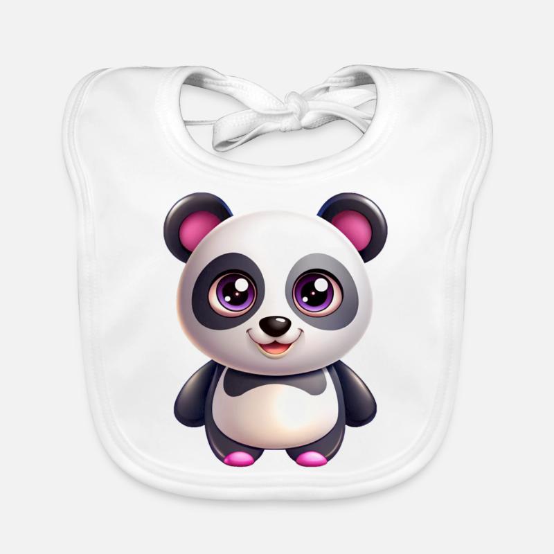 Kawaii Panda - Bavoir bio Bébé - blanc