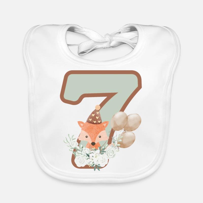 7e anniversaire renard fleurs Bavoir bio Bébé