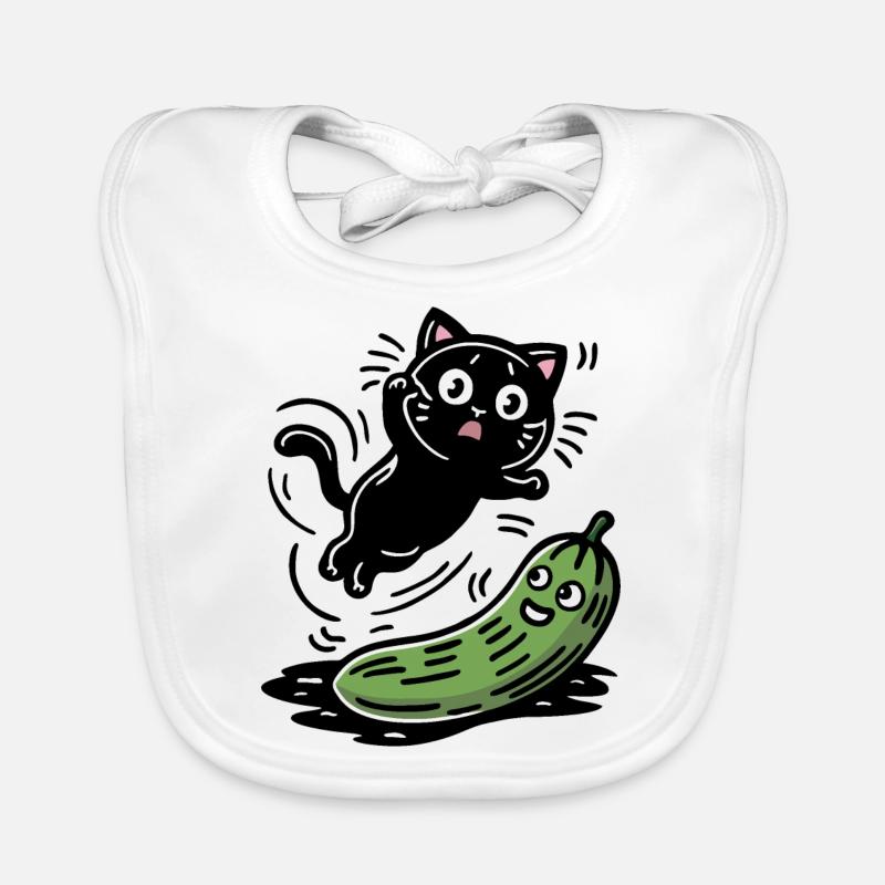 Chat effrayé et concombre Bavoir bio Bébé